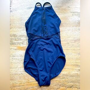 Bloch navy cheetah leotard, small, worn once